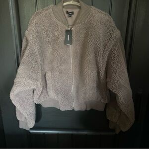 Express Plush Teddy Jacket in Taupe